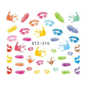 Naklejki wodne na paznokcie kolorowe walentynki STZ-315