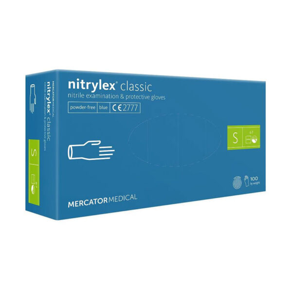 Mercator Nitrylex Classic rękawice nitrylowe bezpudrowe medyczne opak. 100 szt. – rozm. S