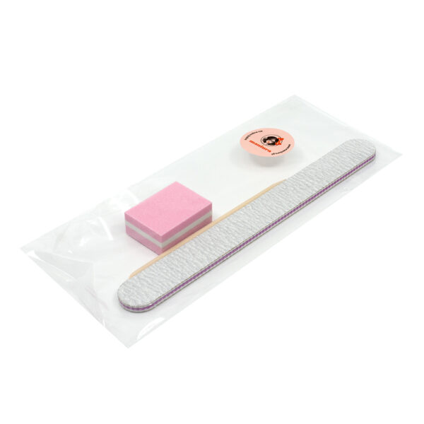 Bezpieczny pakiet jednorazowy Prosty 3 elementy: pilnik do paznokci + patyczek + polerka